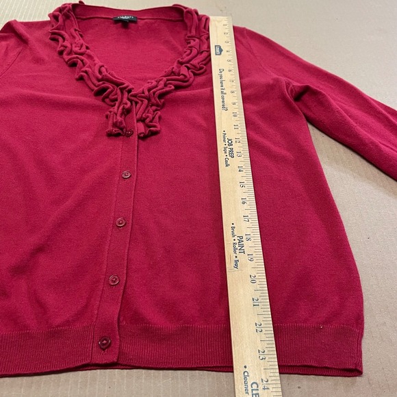 Talbots Red Ruffled Cardigan - Picture 10 of 13